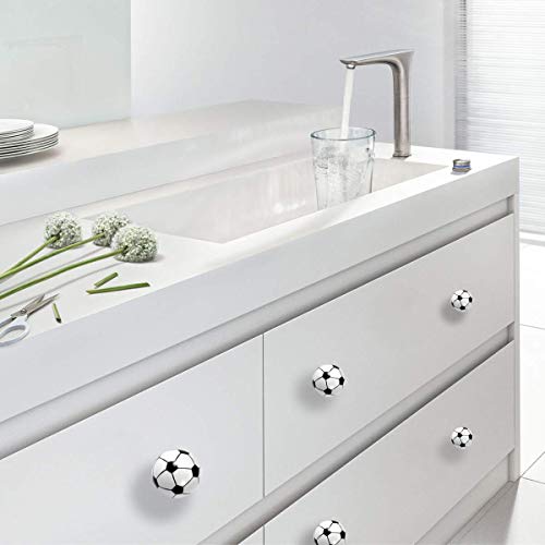 ZILucky Soccer Drawer knobs Ball Sports Party Theme Children and Baby Home Decor Drawer Pulls Handles for Dresser Cupboard Wardrobe Cabinet Kitchen Knobs Pack of 6 (Soccer) - Image 3