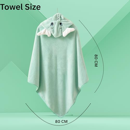 PAX PARROT Ultra-Soft Baby Hooded Towel – 100% Cotton Wrap Your Little one in Softness and Joy, Hypoallergenic & Super Absorbent Bath Wrap for Newborns & Toddlers | Cute Animal Design,(0-5Years) (Green Elephant) - Image 5