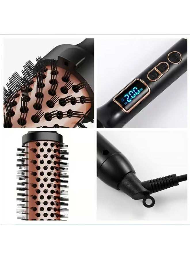 sokany SK-15046 Heated Round Brush – 230°C Digital Hair Straightening & Styling Brush with LCD Display, Rose Gold & Black, Rapid Heating, Auto Shut-Off, Ergonomic 360° Swivel Cord - Image 5