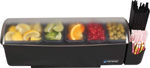 San Jamar Dome Garnish Center 5 Tray with Dome Lid for Kitchen, Bar, And Restaurants, Plastic, 8 Pints, Black - Image 5