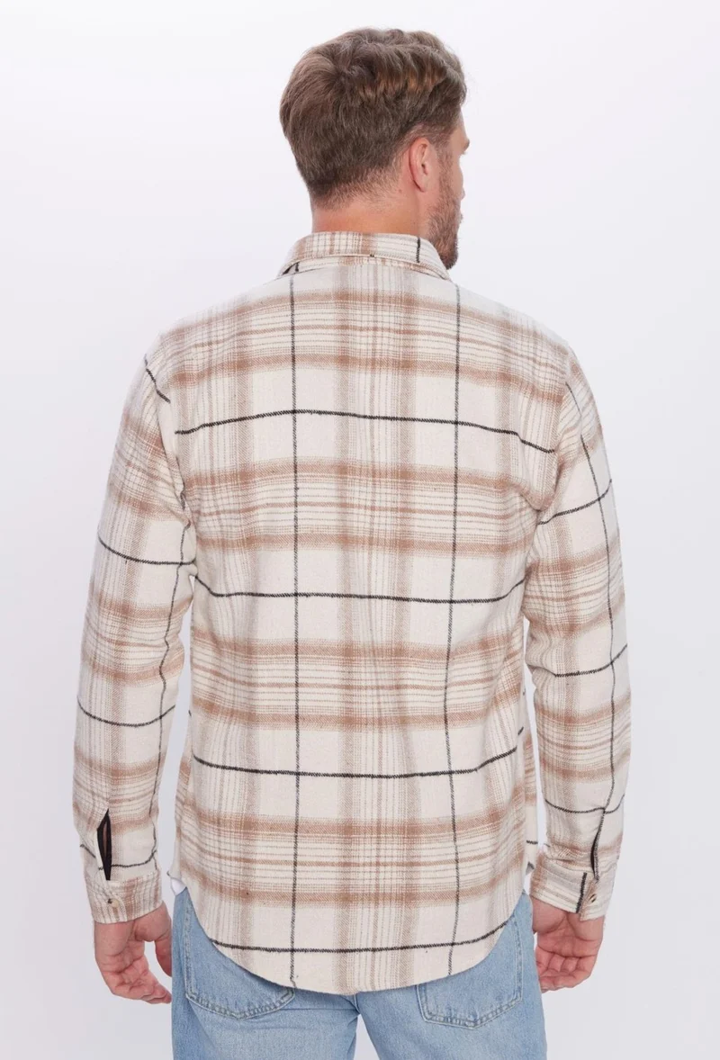 Tudors Men's Slim Fit Slim Fit Lumberjack Single Pocket Checkered Winter Shirt