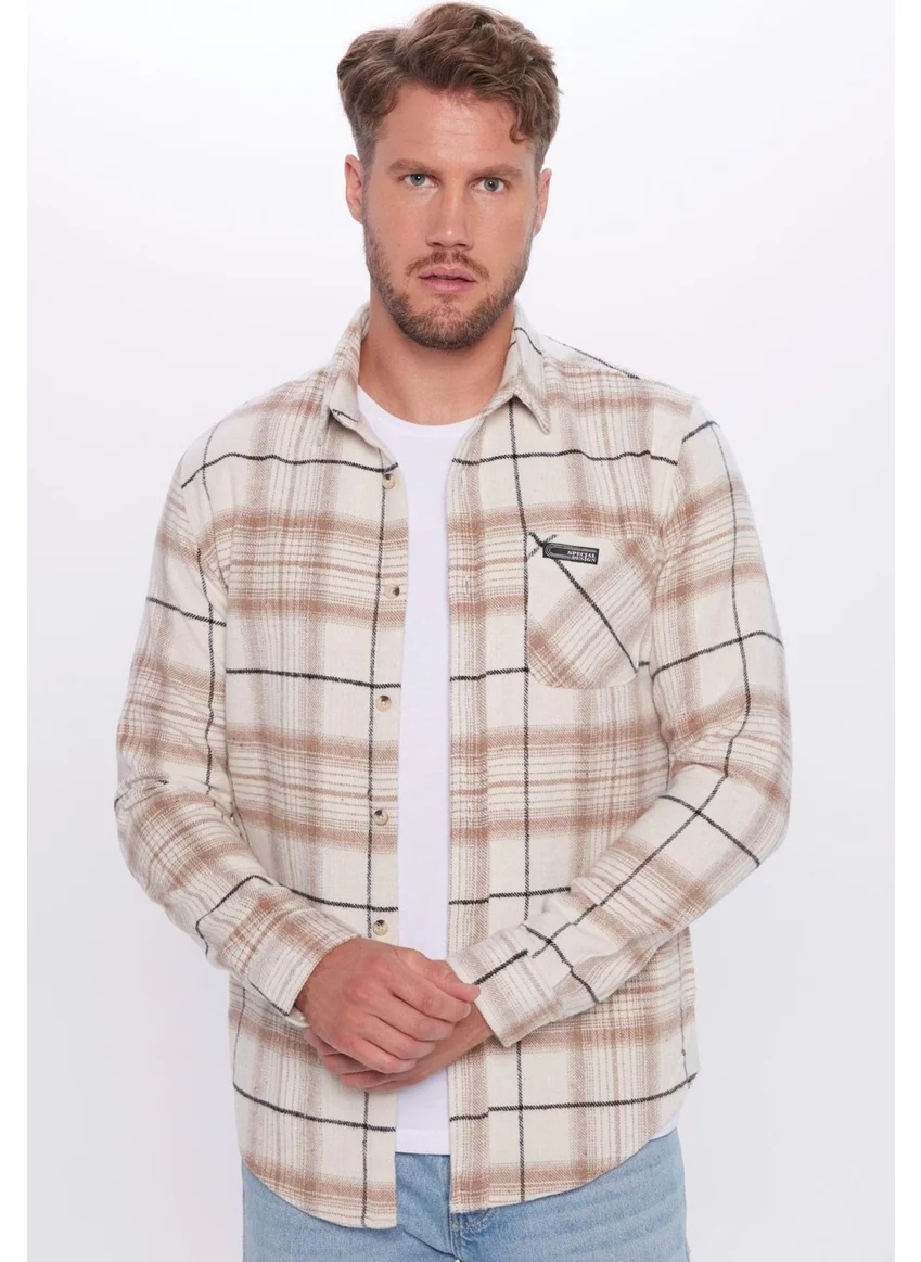 تودورس Men's Slim Fit Slim Fit Lumberjack Single Pocket Checkered Winter Shirt