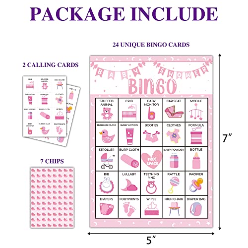 Disfuco Pink Shower Party Bingo Cards Shower Bingo Game Shower Party Games for Adults Gender Reveal Party Games Favors Supplies Decorations 24 Players Bingo Game A03 - Image 5
