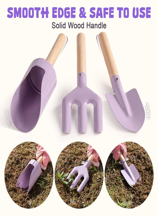 ROBOTIME Kids Gardening Set, 17PCS Toddler Gardening Tools, Toddler Gardening Set with Apron, Hat, Gloves, Watering Can & Tool Bag - Outdoor Play Garden Kit for Kids for Hands-On Learning (Purple) - Image 3