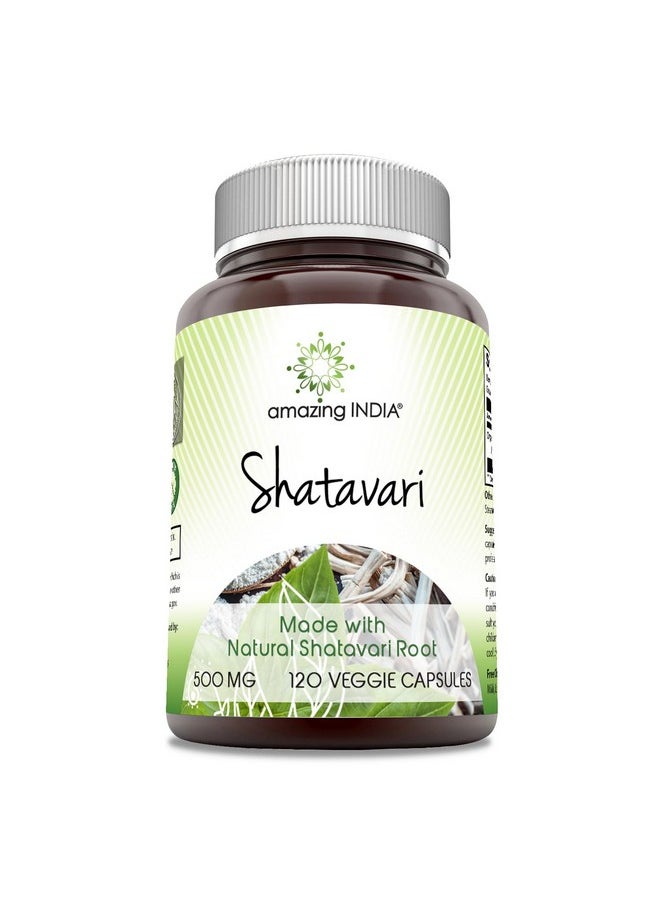 Amazing India Amazing India Natural Shatavari 500 Mg per Serving Supplement | 120 Veggie Capsules | Non-GMO | Gluten-Free | Vegetarian  - Image 1