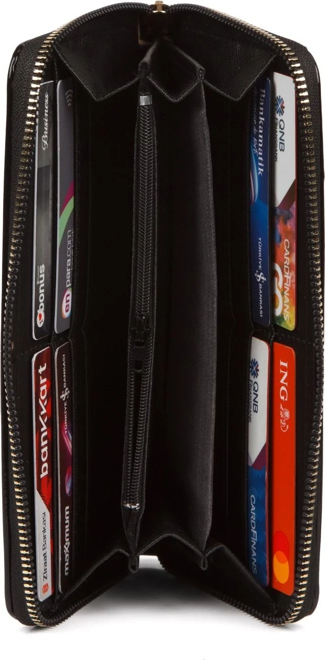 Avca Women's Patent Leather Soft Texture Horizontal Paper Coin Card Holder Phone Compartment Portfolio Wallet