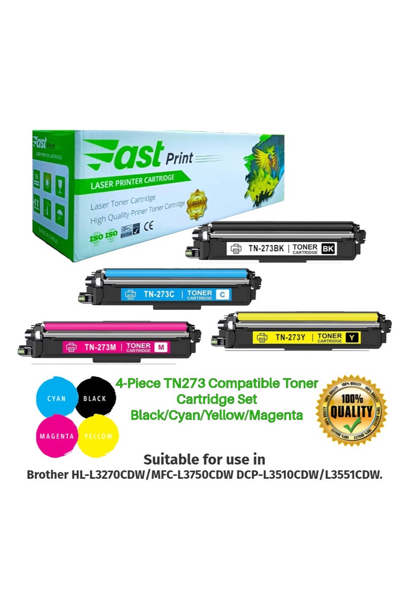 Fast Print 4-Piece TN-273 Compatible Toner Cartridge Set Black/Cyan/Yellow/Magenta - Image 1