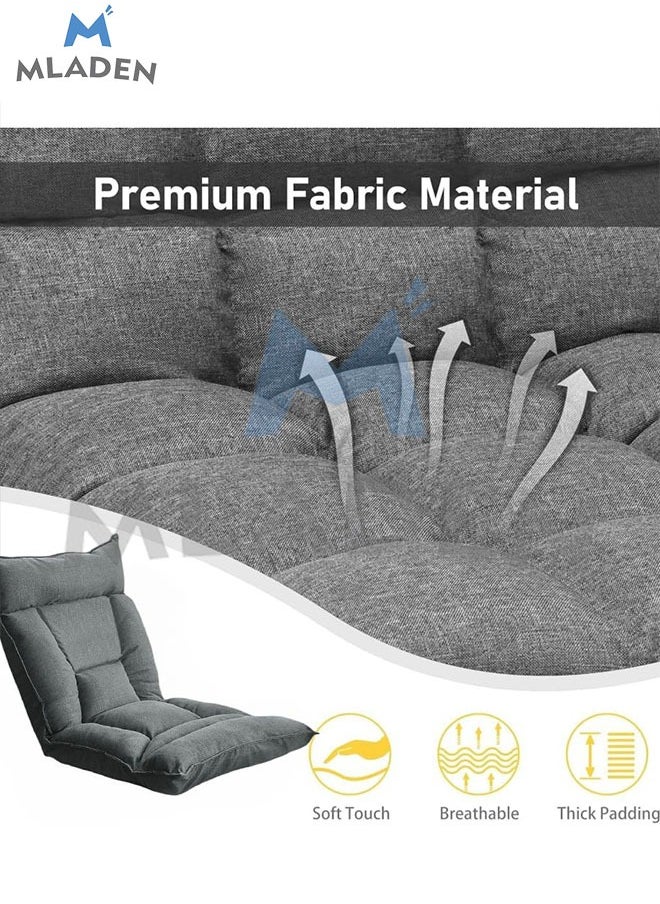 Floor Chair with Back Support Folding Lazy Floor Sofa Cushion Lazy Couch Tatami Lounger Floor Seat with 6-Position Adjustable Backrest Neck Pillow Fully Assembled for Meditating Reading Gaming Grey - pzsku/Z3E754BD81E4DABE65854Z/45/_/1726134087/dabf7981-525d-45ee-bdfc-22b43e2b8f40