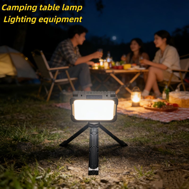 Brown Portable LED Camping Desk Lamp Rechargeable Dimmable With Stand Hands Free - Image 1
