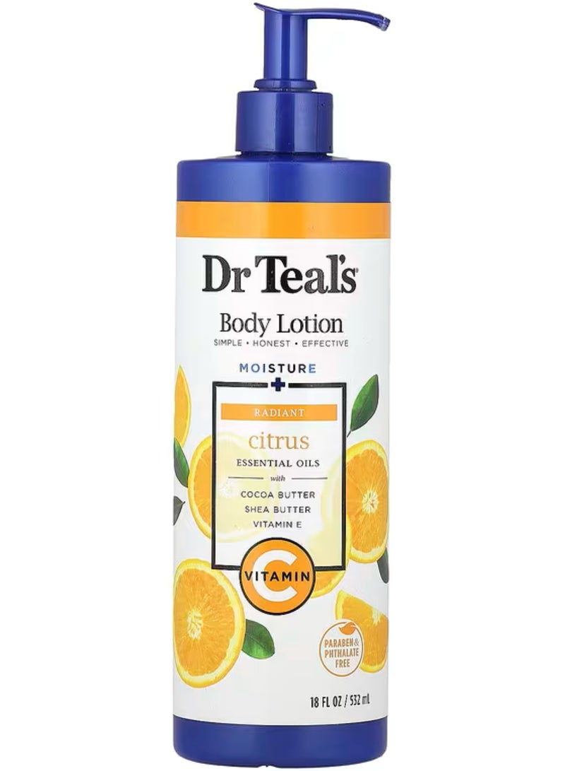 Dr Teal's Body Lotion, Moisture + Radiant, Citrus, 18 fl oz (532 ml) - Image 1