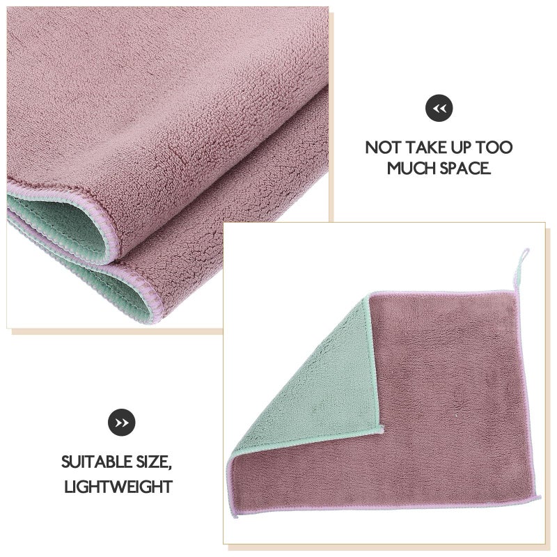 Double Layer Microfiber Kitchen Towels 2 Pack Absorbent Dish Cloths With Hanging Loop - Image 4