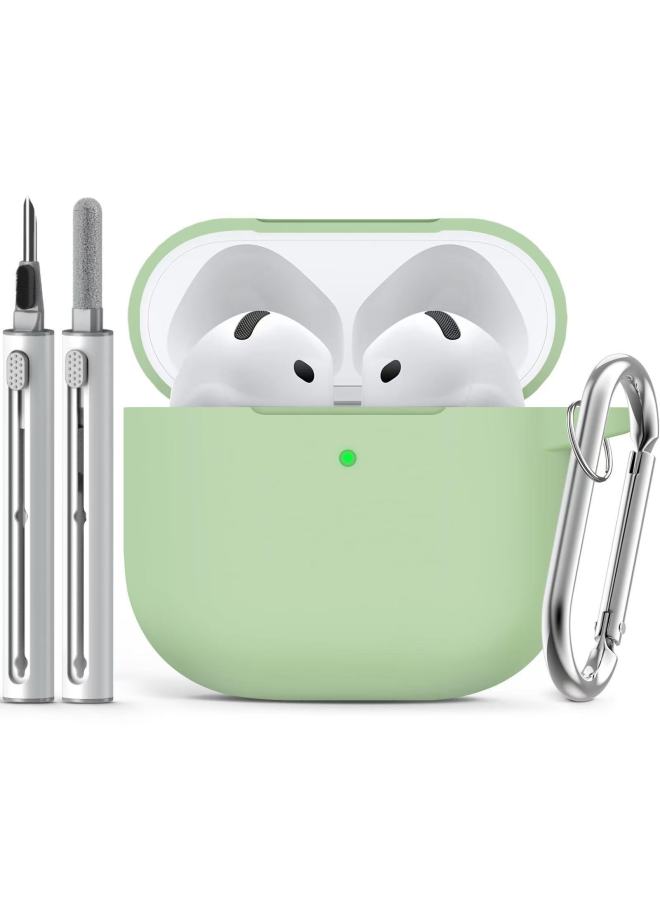 Suitable For Airpods Protective Cover Apple Bluetooth Earphone Shell Plus Cleaning Pen Suit-Color:Matcha Green-Model:airpods 1/2 - Image 1