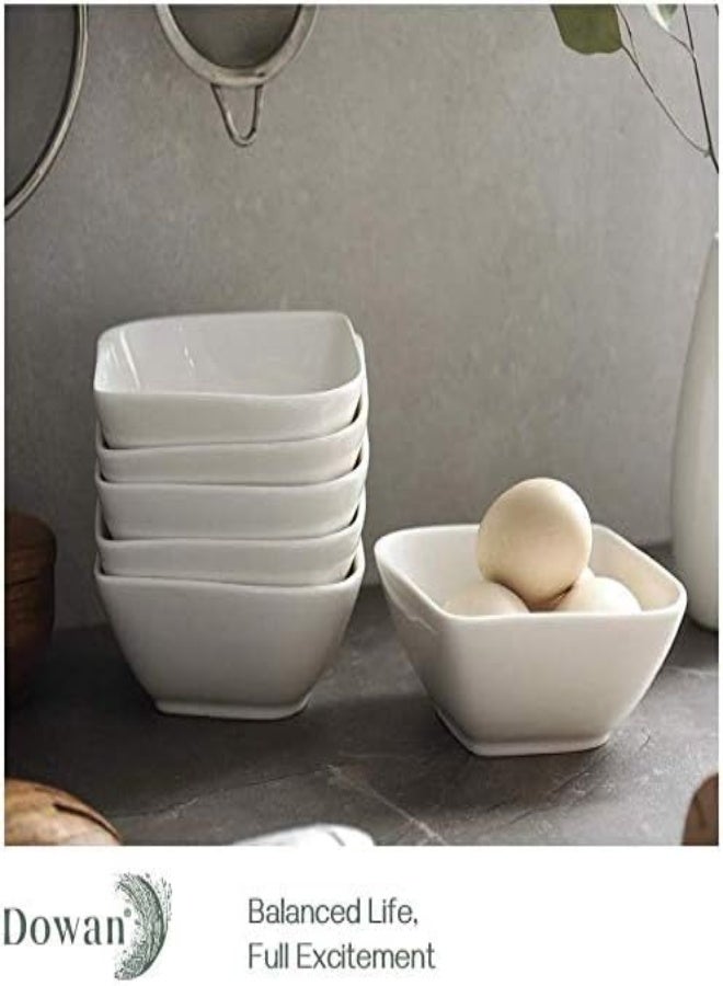 AKDC Dowan Souffle Ramekins, 240Ml Porcelain Ramekin Dishes Ovenproof- Set Of 6, 11X11X5Cm, White, Stylish Square - Image 1