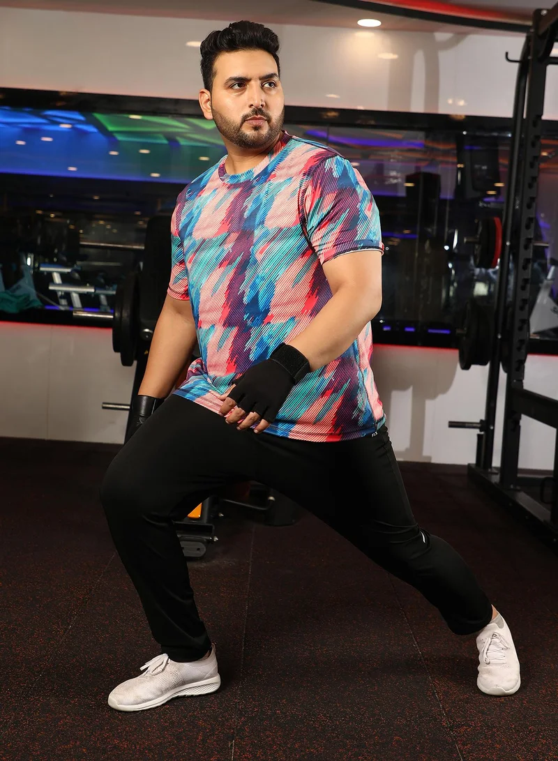 Instafab Plus  Men's Multicolour Vertical Abstract Activewear T-Shirt for Men | Best Price UAE