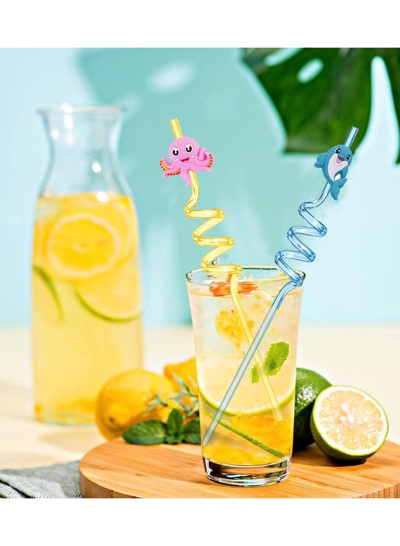 Plastic Crazy Drinking Straws with Removable Silicone Decorations, 12-Pack - Image 4