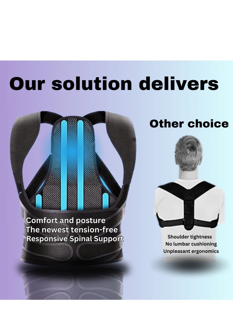 ABJ ABJ Posture Corrector Back Brace Adjustable Full Back Support Upper and Lower Back Pain Relief Posture Corrector for Women and Men Corrects Scoliosis, Hunchback, and Thoracic Spine Alignment  - Image 3