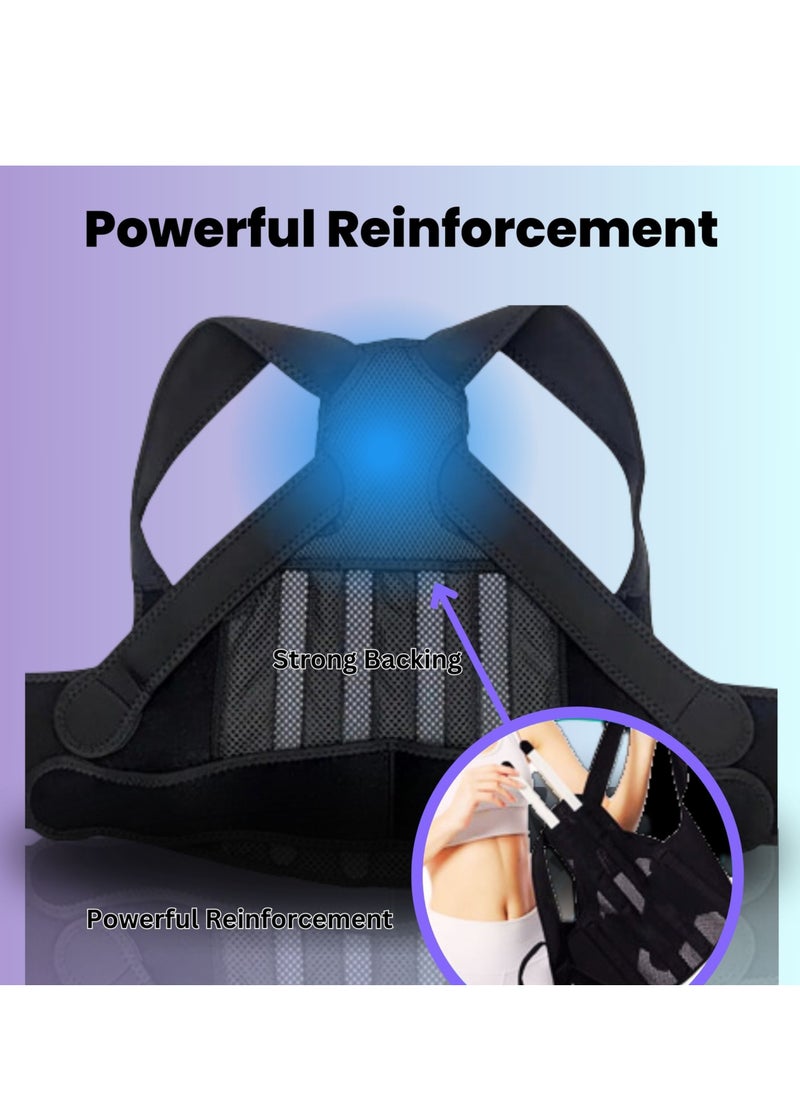 ABJ ABJ Posture Corrector Back Brace Adjustable Full Back Support Upper and Lower Back Pain Relief Posture Corrector for Women and Men Corrects Scoliosis, Hunchback, and Thoracic Spine Alignment  - Image 2