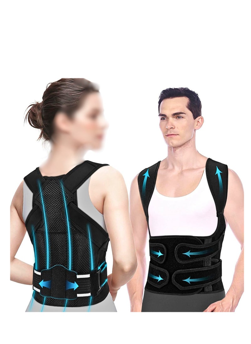 ABJ ABJ Posture Corrector Back Brace Adjustable Full Back Support Upper and Lower Back Pain Relief Posture Corrector for Women and Men Corrects Scoliosis, Hunchback, and Thoracic Spine Alignment  - Image 1