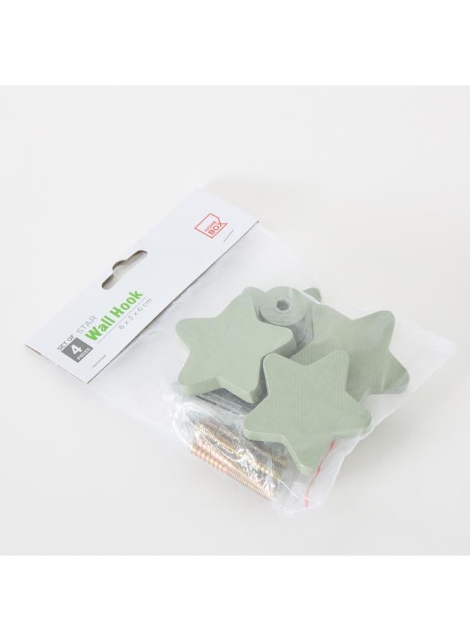 Home Box Star Shaped 4-Piece Wooden Wall Hook Set - 6x3x6 cm - Image 5