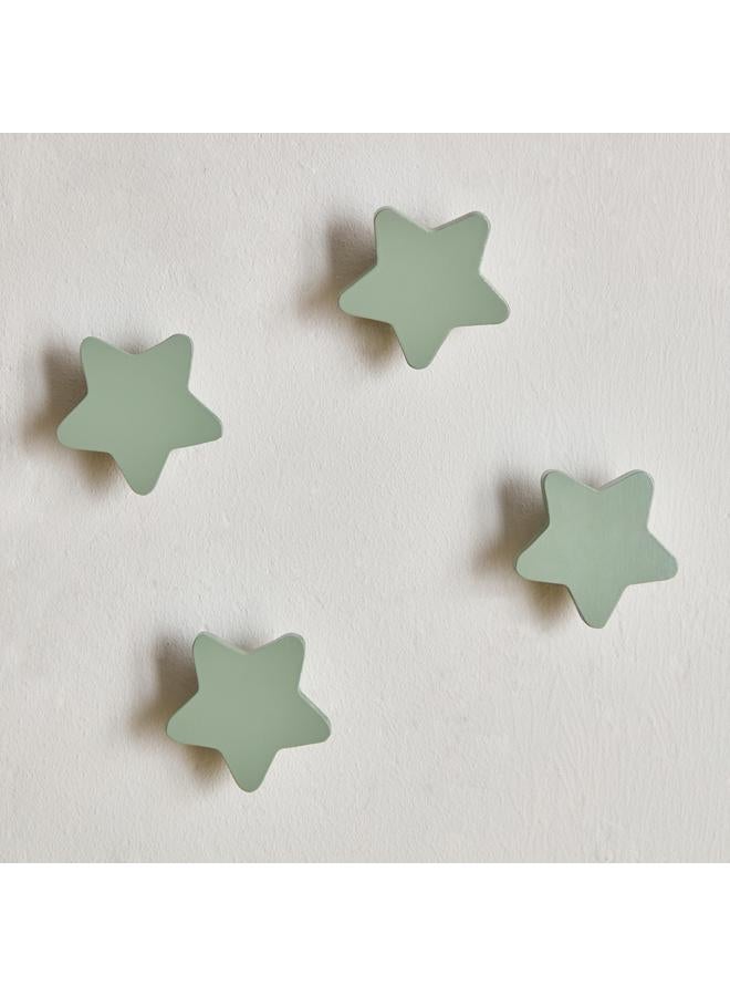 Home Box Star Shaped 4-Piece Wooden Wall Hook Set - 6x3x6 cm - Image 2