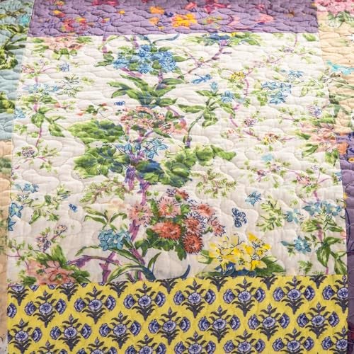 YAYIDAY Oversized King Bedspread Patchwork Quilt Set (120x118 Inch) - 100% Cotton Reversible Breathable Colorful Floral Quilted Coverlet with Pillow Shams for All Seasons - Image 5