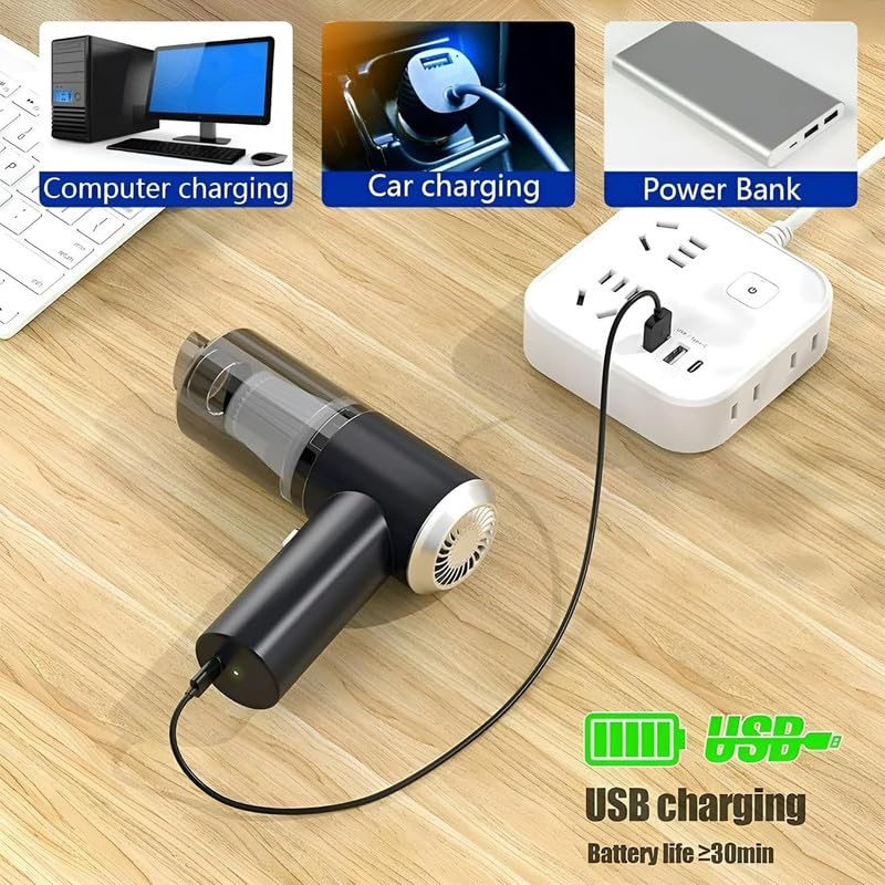 COVERLY 3 in 1 Portable Car Vacuum Cleaner with Blower USB Rechargeable Wireless Handheld Car Vacuum Cleaner Traveling Camping ReusablePortable Cleaning Solution Office Home Kitchen - Image 2