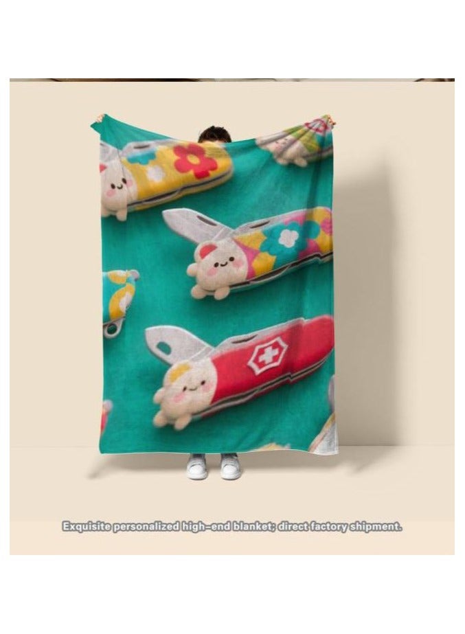 عام بطانية رقيقة من الفانيلا الكرتونية للأطفال أو الطلاب (دافئة ومريحة ومناسبة للنوم والألعاب) 100 سم * 150 سم - 1029 - Image 1