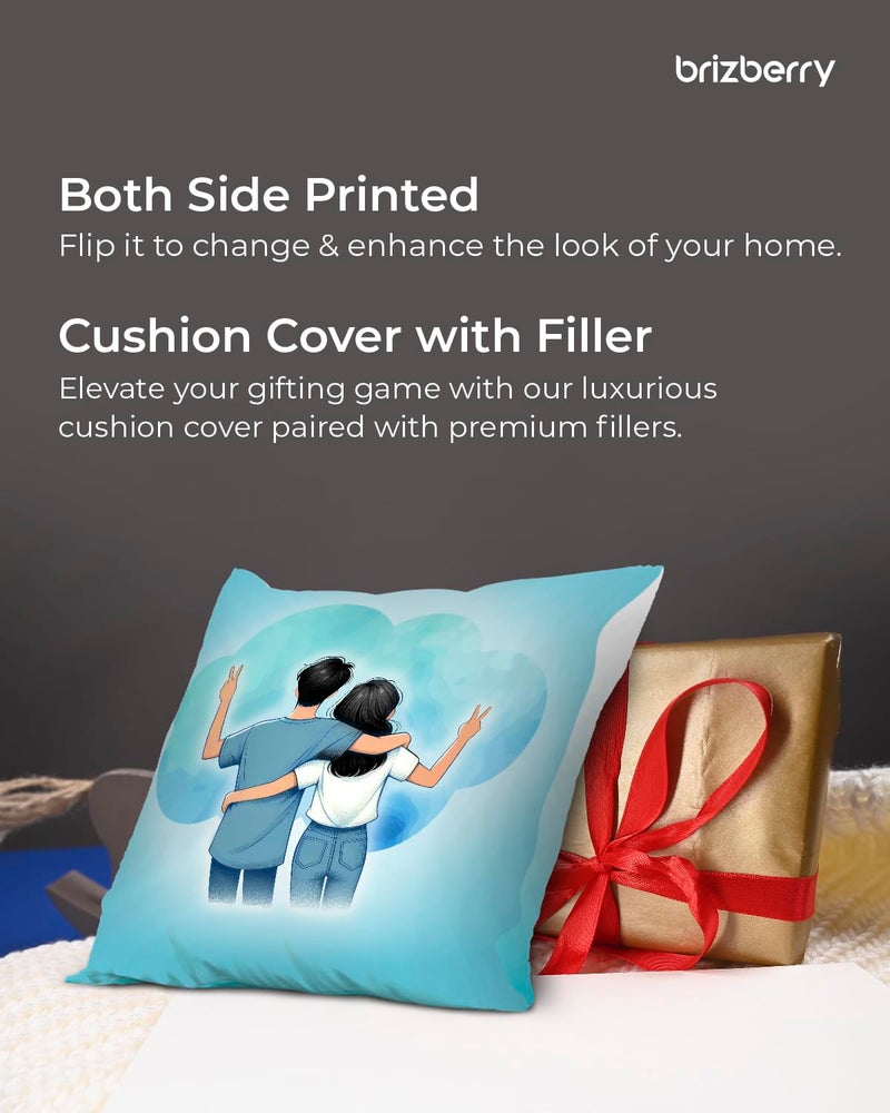 Brizberry® Pillow Cushion Gift, Unique Thoughtful Friendship Day Birthday Diwali Gift for Best Friend Bestie, for him her Boy Girl with Premium Filler Cushion (16 inch x 16 inch) (Design 16) - Image 4