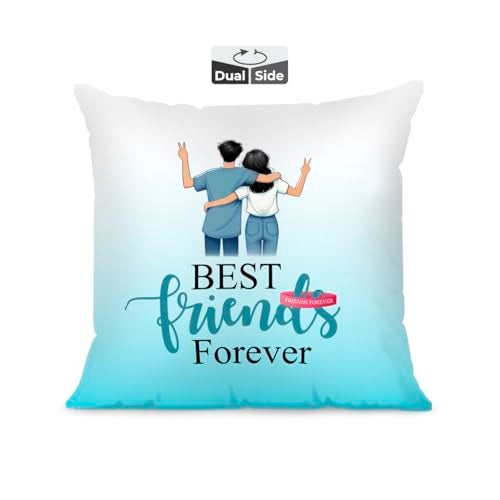 Brizberry® Pillow Cushion Gift, Unique Thoughtful Friendship Day Birthday Diwali Gift for Best Friend Bestie, for him her Boy Girl with Premium Filler Cushion (16 inch x 16 inch) (Design 16) - Image 1