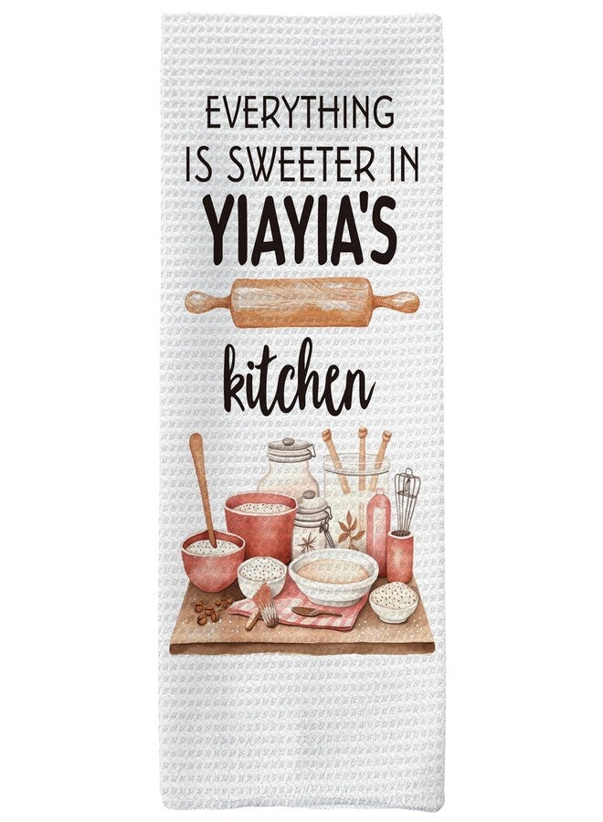 Tzhim Yiayia's Kitchen Towels, Yiayia Gifts Grandma Gifts Hand Towels, Yiayia Grandma Christmas Dish Towels for Kitchen, Yiayia GrandmaGifts from Grandkids 16x24inch - Image 1