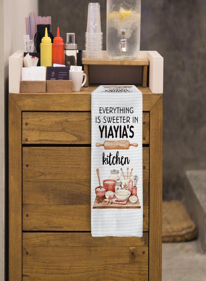 Tzhim Yiayia's Kitchen Towels, Yiayia Gifts Grandma Gifts Hand Towels, Yiayia Grandma Christmas Dish Towels for Kitchen, Yiayia GrandmaGifts from Grandkids 16x24inch - Image 5