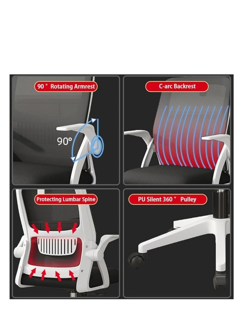 بينغ جنرال كرسي مكتبي ، كرسي مكتب تنفس شبكة كرسي مكتب أسود / أبيض - Image 4