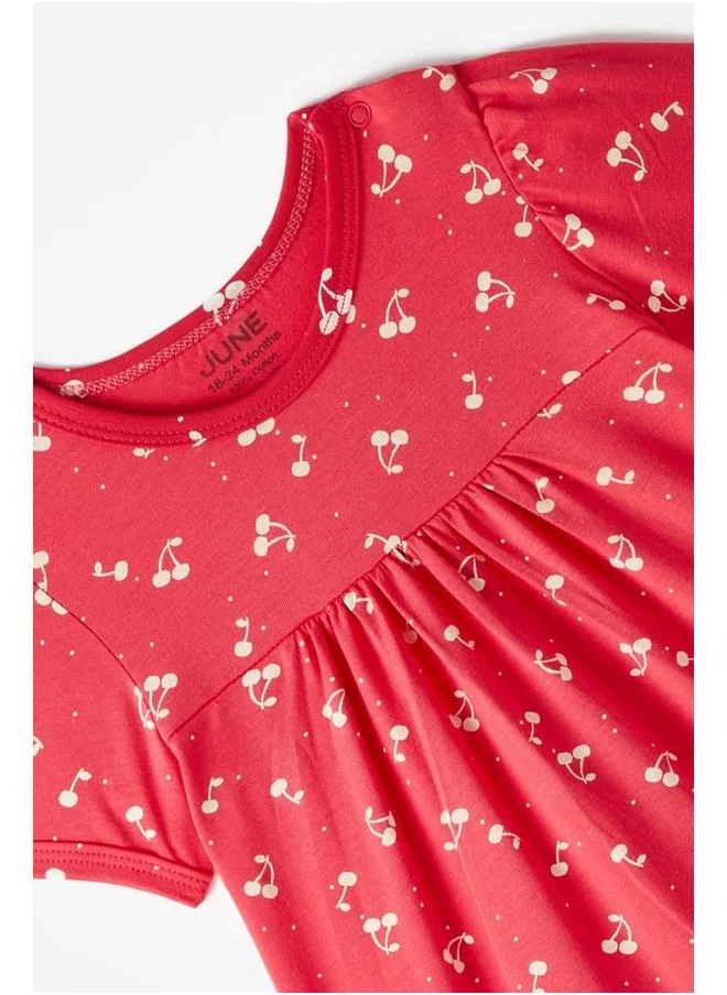 JUNE June Baby Girl Patterned Short Jumpsuit Red