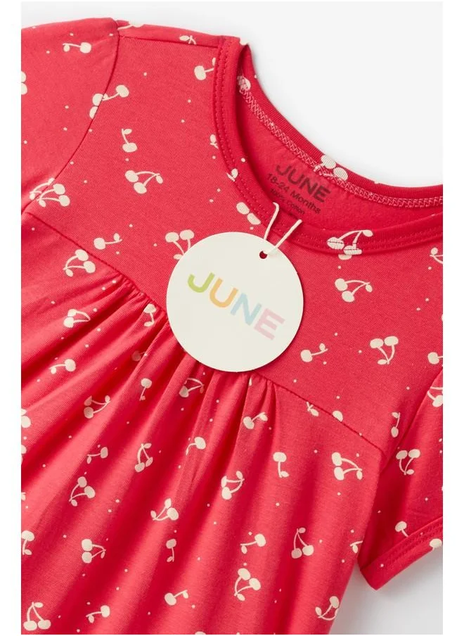 JUNE June Baby Girl Patterned Short Jumpsuit Red