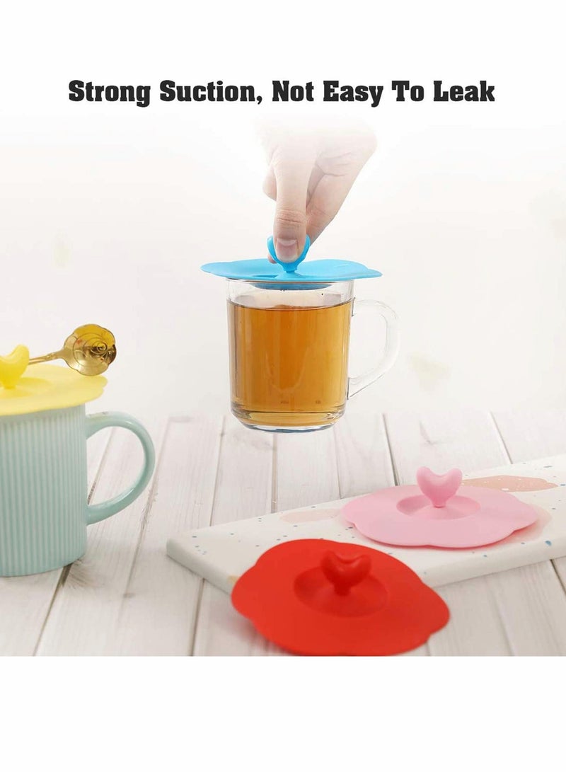 Excefore Silicone Cup Lid, 4Pcs Multicolored Lids for Mugs, Tea Pots, Flexible Mug Covers, Hot Cup Lids for Coffee and Tea, Anti Dust Airtight Seal Silicone Drink Hot Cup Lid Dust-Proof - Image 5