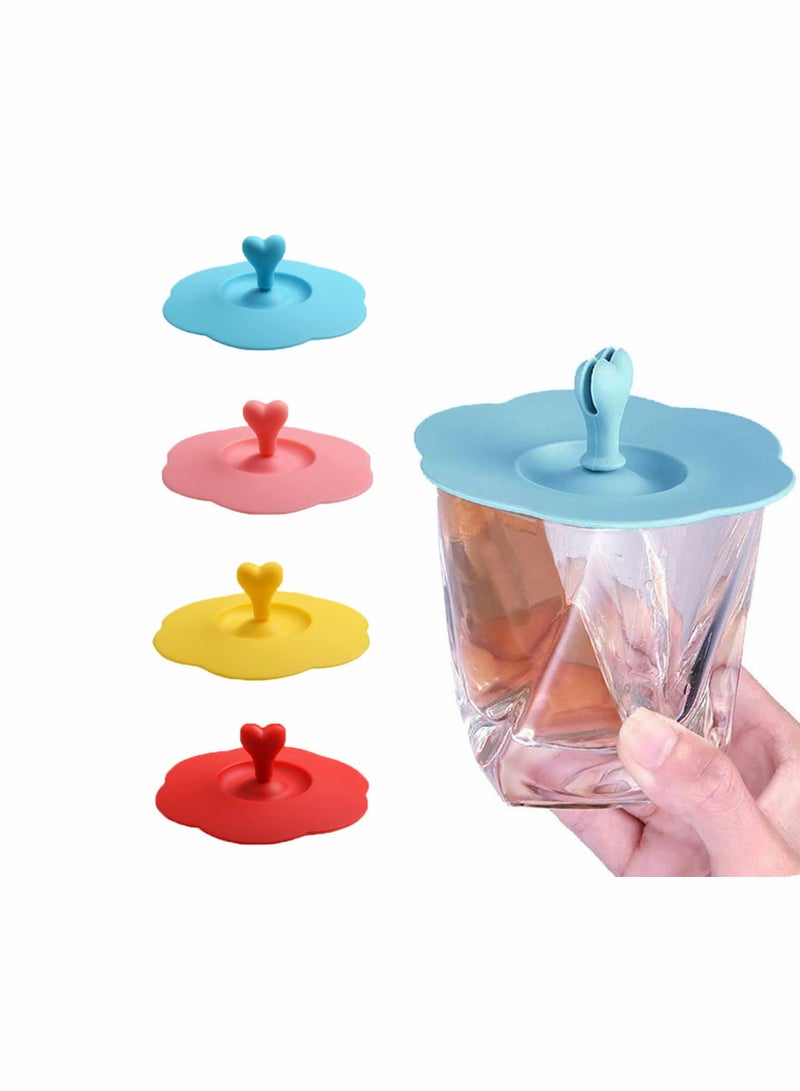 Excefore Silicone Cup Lid, 4Pcs Multicolored Lids for Mugs, Tea Pots, Flexible Mug Covers, Hot Cup Lids for Coffee and Tea, Anti Dust Airtight Seal Silicone Drink Hot Cup Lid Dust-Proof - Image 1