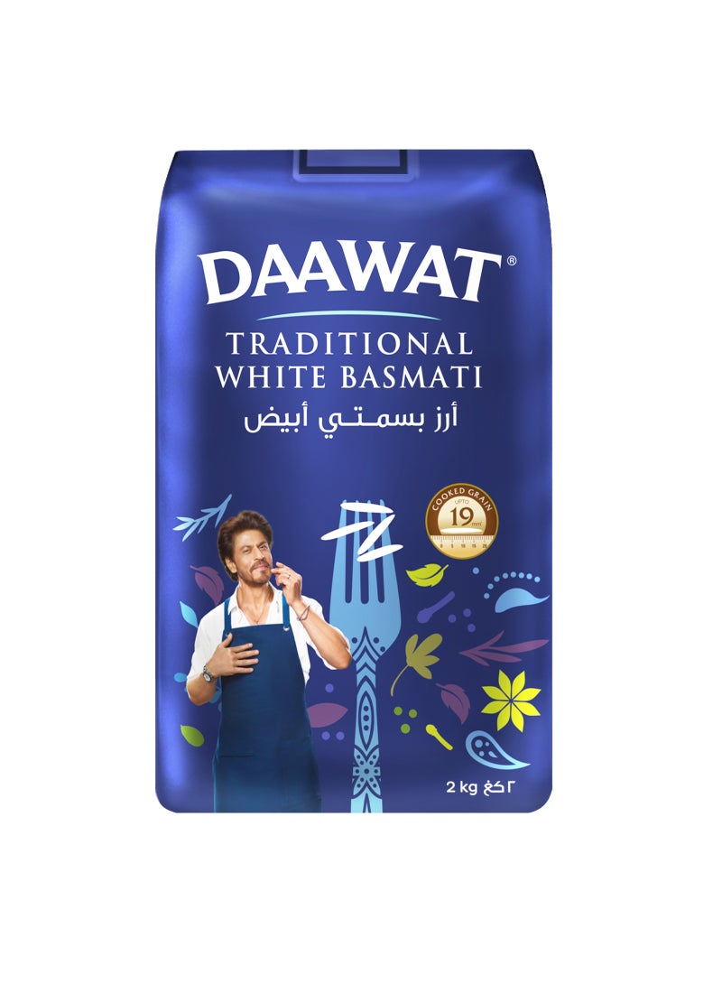 Daawat Traditional White Indian Basmati Rice 2kg - Image 1