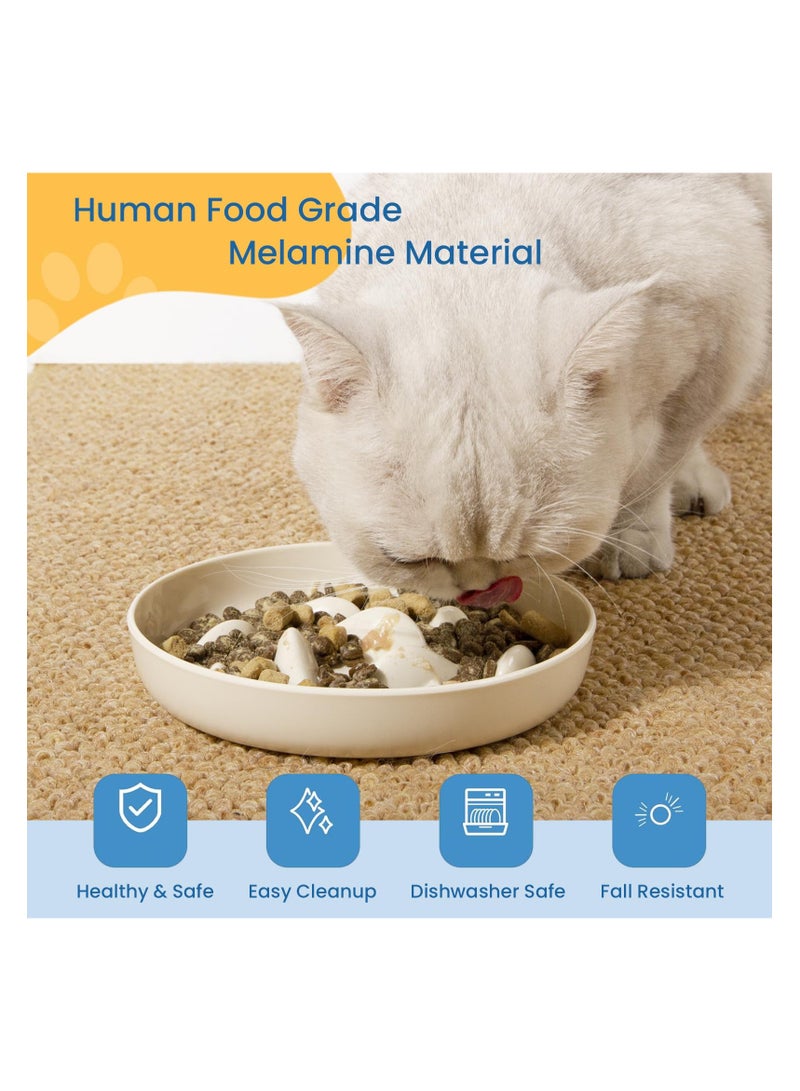 Cat Slow Feeder Food Bowl, Fish Pool Design Melamine Fun Cat Puzzle Feeder Bowl, Anti Vomiting Anti Gulping Healthy Eating Diet Pet Bowls (White)