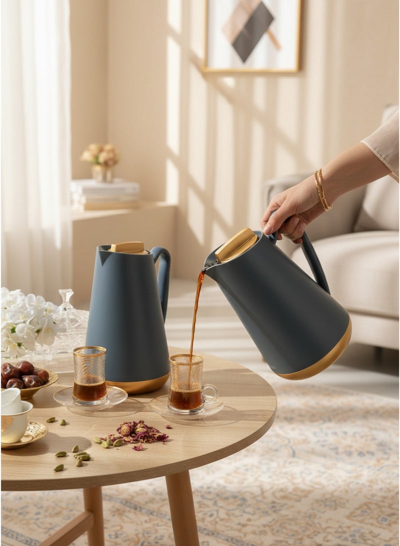 هوم فيو طقم ترامس شاي وقهوة فاخر سعة 1 لتر – تصميم أنيق بلمسات ذهبية، قاعدة ذهبية وغطاء ذهبى– عزل حراري عالي الجودة يحفظ الحرارة لفترات طويلة - Image 4