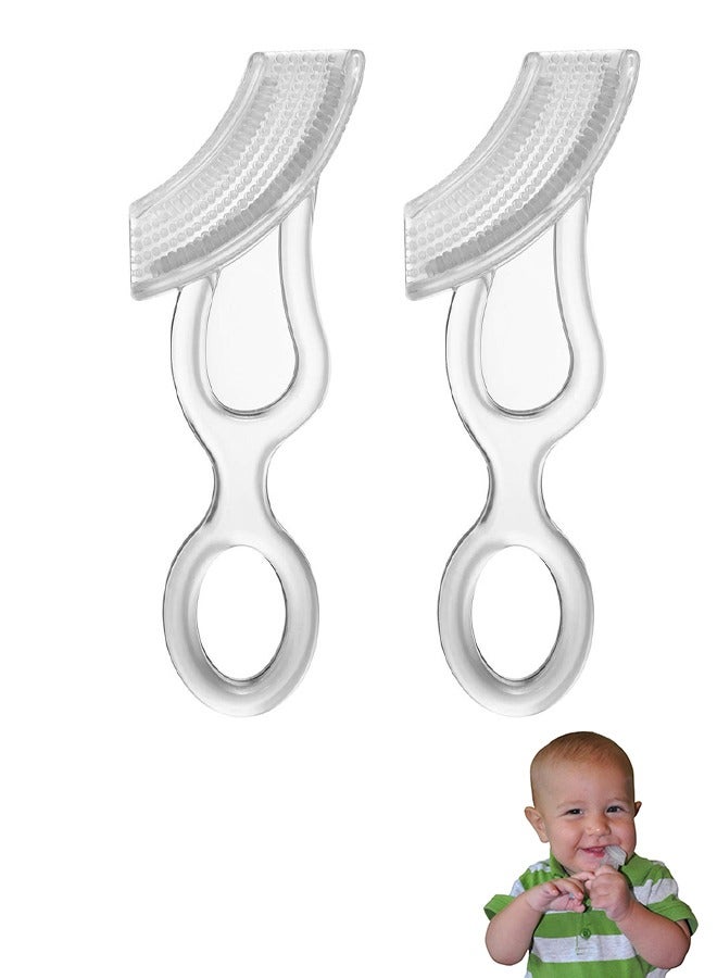 العناية بالفم فرشاة أسنان الطفل الأولى ، شعيرات سيليكون ناعمة تنظف الأسنان واللثة بلطف ، للأعمار من 4+ أشهر ، شفافة ، 2 قطعة - Image 1