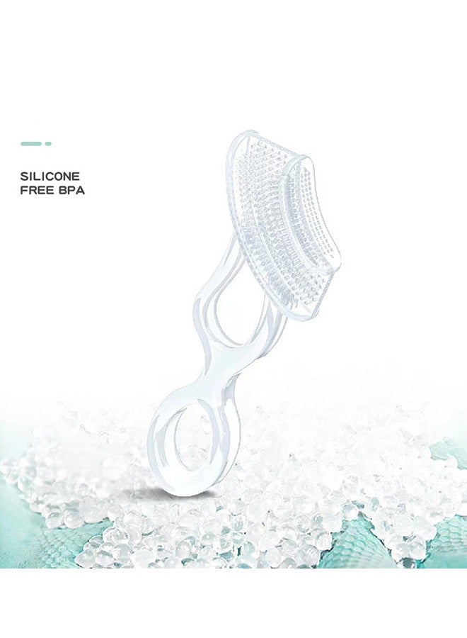 العناية بالفم فرشاة أسنان الطفل الأولى ، شعيرات سيليكون ناعمة تنظف الأسنان واللثة بلطف ، للأعمار من 4+ أشهر ، شفافة ، 2 قطعة - Image 2