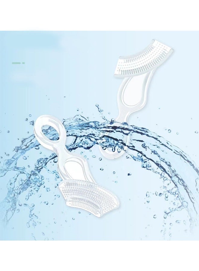 العناية بالفم فرشاة أسنان الطفل الأولى ، شعيرات سيليكون ناعمة تنظف الأسنان واللثة بلطف ، للأعمار من 4+ أشهر ، شفافة ، 2 قطعة - Image 3