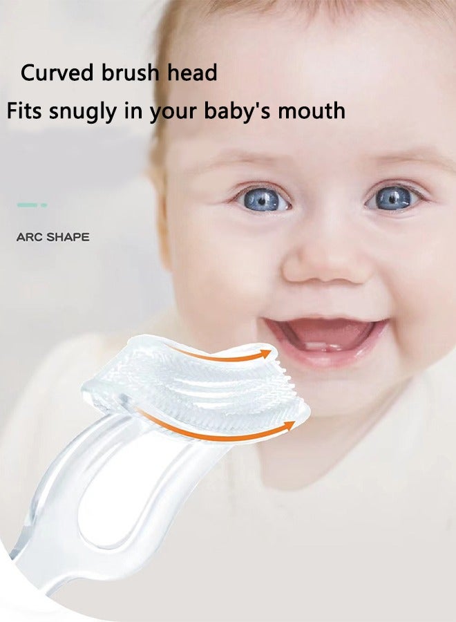 العناية بالفم فرشاة أسنان الطفل الأولى ، شعيرات سيليكون ناعمة تنظف الأسنان واللثة بلطف ، للأعمار من 4+ أشهر ، شفافة ، 2 قطعة - Image 4