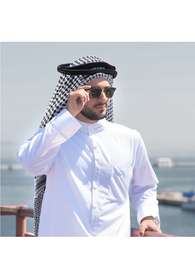 Arab Keffiyeh Shemagh Turban, Arabian Costume Muslim Headscarf with Aqel Rope, Middle Eastern Desert Arabian Shawl Palestine Traditional Arabia Headscarf for Men, 2 Patterns - pzsku/Z3E75EC895D42B00837DDZ/45/_/1698454929/bb2bd03b-6caf-4f3c-8193-0f4efbadf290