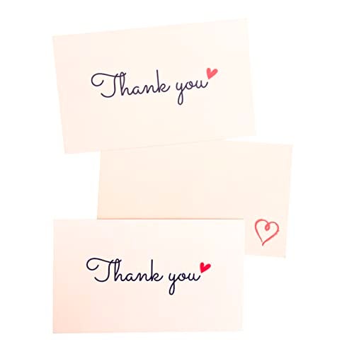 RXBC2011 100 Little Thank You Cards Gold Heart Design Bulk Thank you Notes for All Occasions 3.5 x 2 Inch Creamy - Image 5