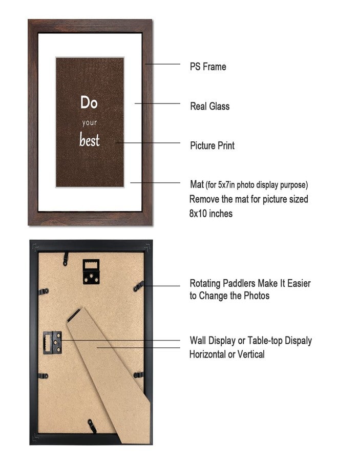 DEKWINN 8x10 Picture Frame Set of 3 for Pictures 5x7 with Mat or 8x10 Without Mat, Wall or Tabletop Gallery Photo Frames Black FDE-PS275-8X10-WAL3 - Image 3