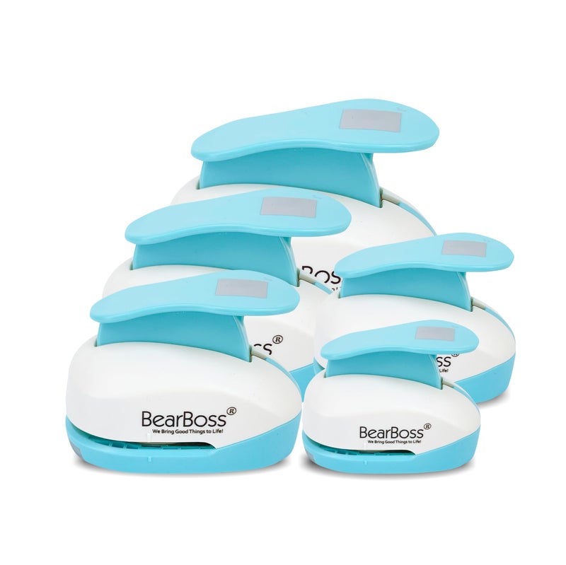 BearBoss 5 Square Paper Punch Set, Different Sizes, Scrapbooking Crafting Tool, Classic White - Image 1