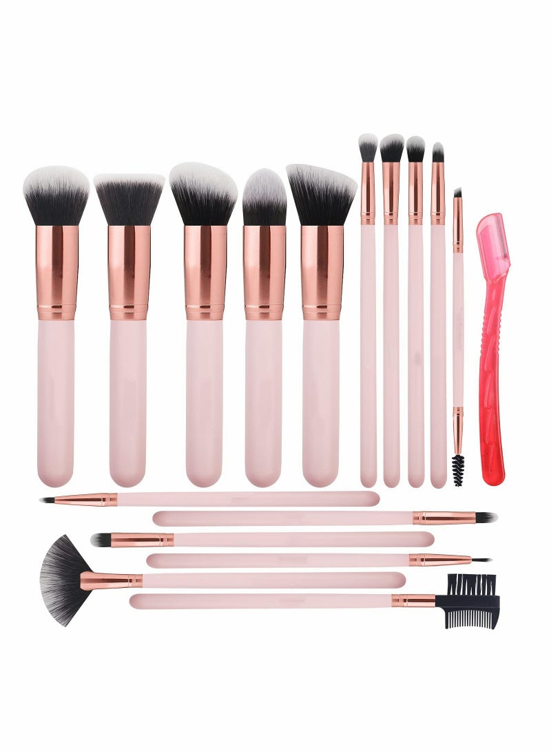 Zikra 16 Pcs Makeup Brushes Sets with 1 Eyebrow Razor Premium Synthetic Foundation Blending Face Powder Eye Shadow Concealer Make Up Brushes Tool - Image 1