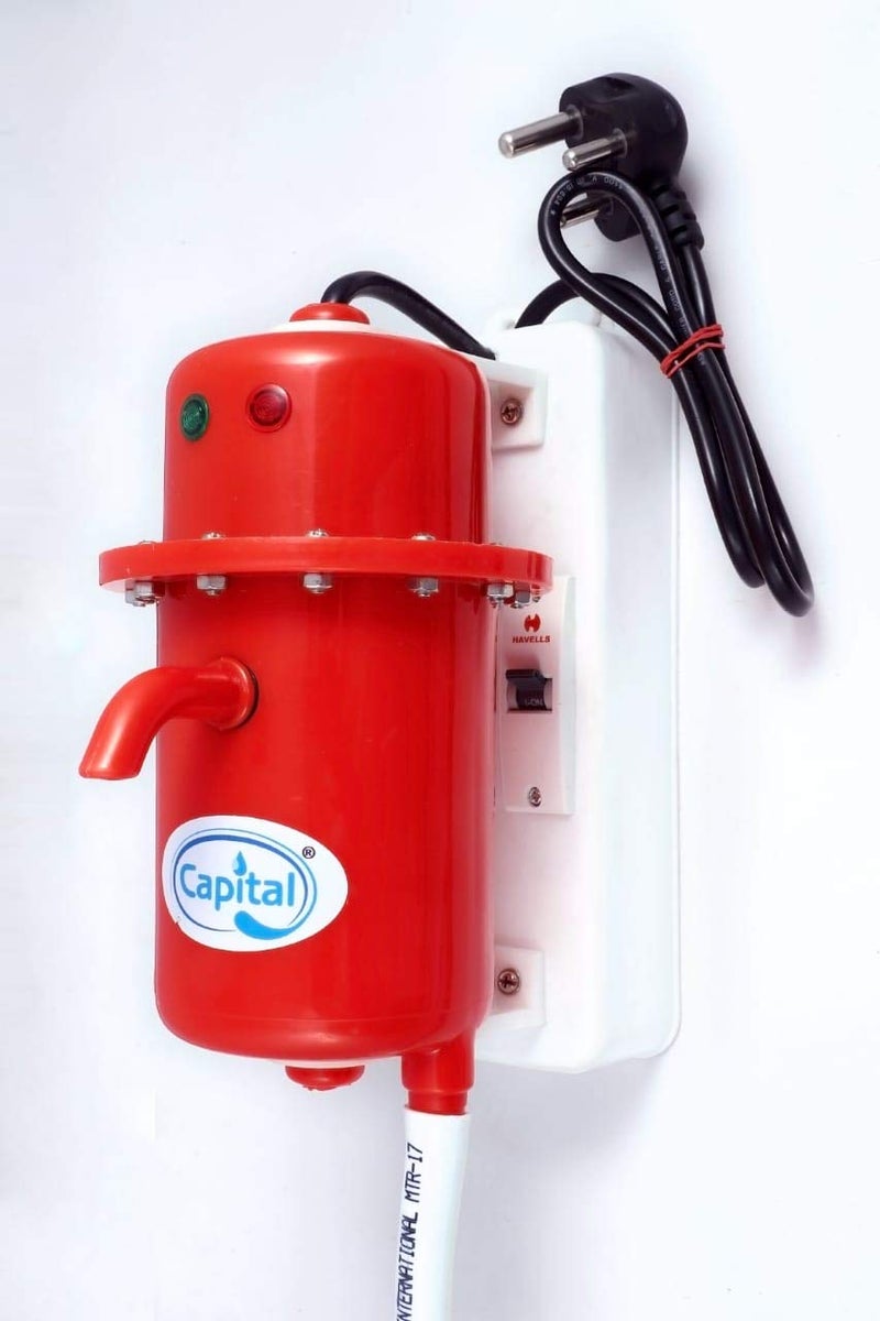 CAPITAL CAPITAL Instant Water Geyser 1 L Portable water heater Made of First Class ABS Plastic Auto Cut Off Feature with 1 Year Warranty For Home Office Restaurant etc With MCB RED  - Image 1