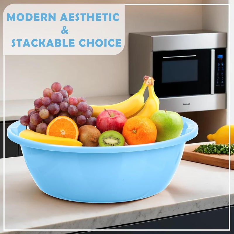 Kuber Industries Kuber Industries Pack of 3 Kitchen Basket | Stationery Organizer Tub | Multipurpose Storage Organizer | Office Supplies Organizer | Desktop Organizer | 12 LTR | Cream & Pink & Sky Blue  - Image 4